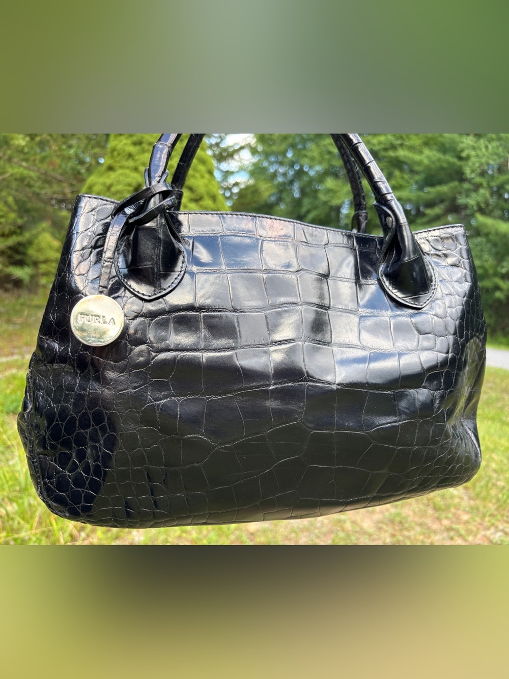 Furla Croc-Embossed Shoulder Bag